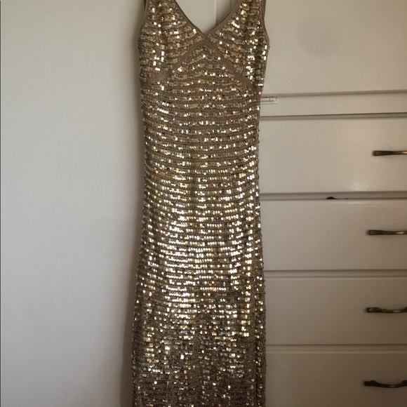 BCBG Maxazria Gold Sequin Dress - Picture 2 of 6